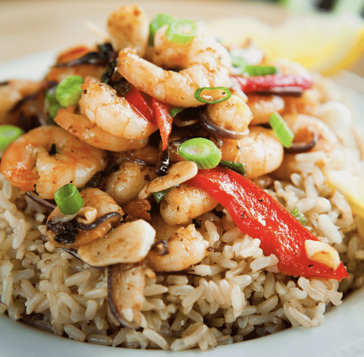 Garlic Prawn and Brown Rice Stir-Fry